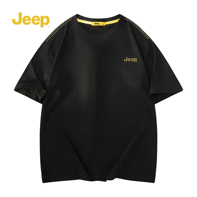 JEEP/吉普半袖简约T恤印花宽松夏季百搭潮流宽松型常规款短袖白色