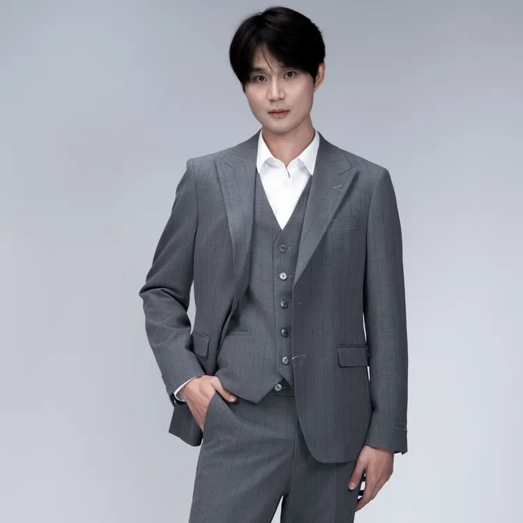 利郎26年春季新款浅蓝灰/灰咖/浅灰西服三件套带马甲西服套装