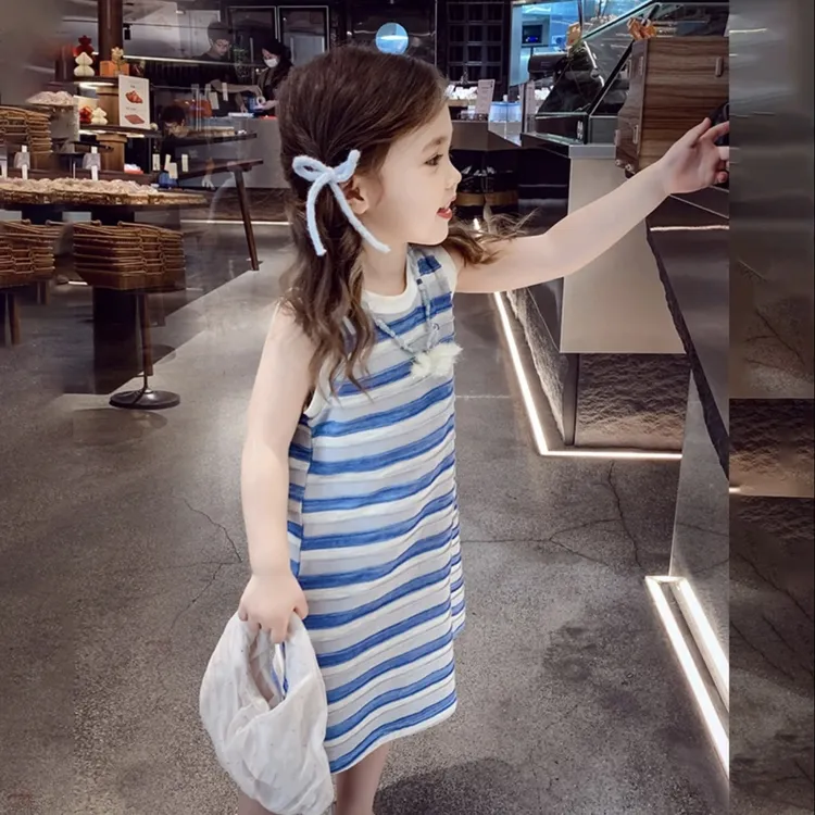 儿童夏季连衣裙2025新款女童背心裙中小童裙子条纹女宝宝薄款裙子