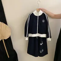 【安安家】2韩版女童秋季新款条纹外套宽松休闲阔腿裤两件套R25462
