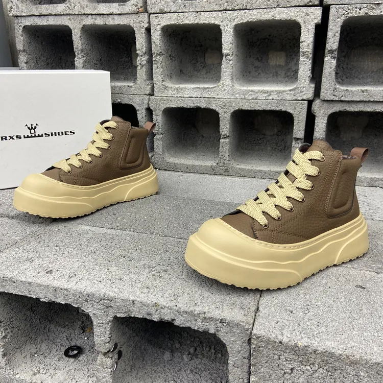 男款2025秋冬新款高帮鞋韩版潮流厚底增高鞋百搭轻便系带休闲男鞋