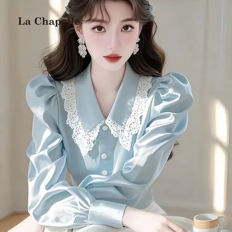 拉夏贝尔高级感娃娃衬衫2025春季新款今年流行时尚上衣气质衬衣女