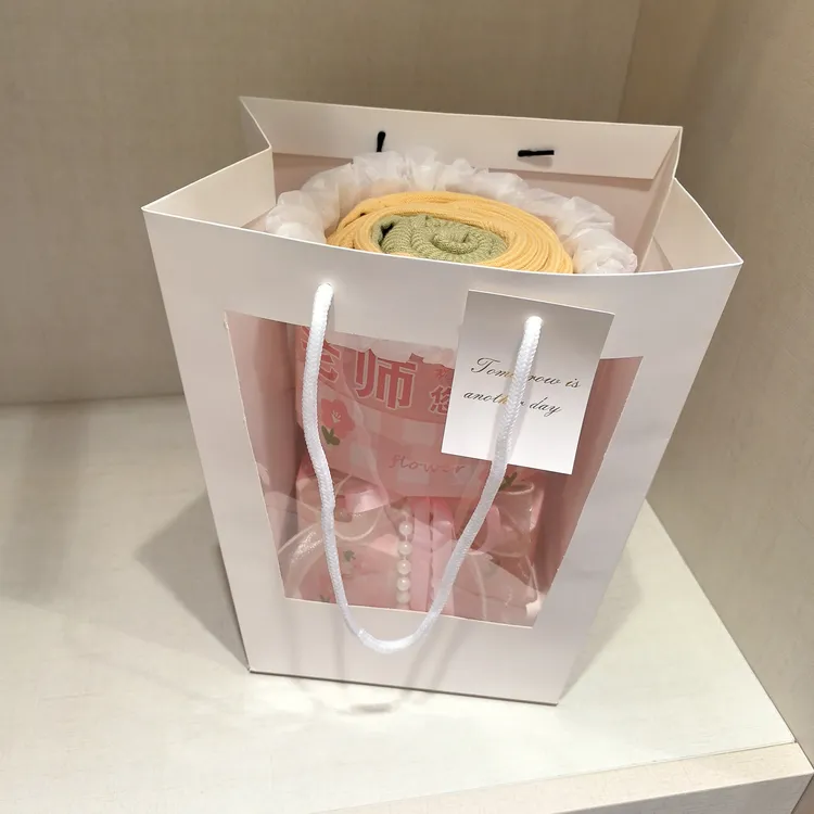 雅赞【教师节伴手礼】三层亲肤棉纱面巾 一大一小双层小香风花束