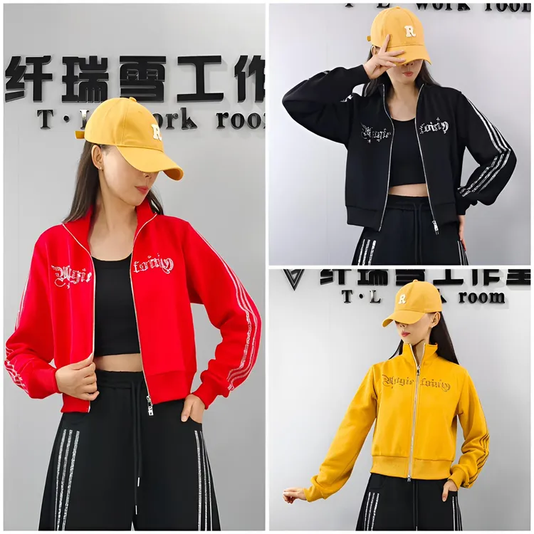 纤瑞雪【551款外套】秋冬复合棉烫钻外套加厚不加绒