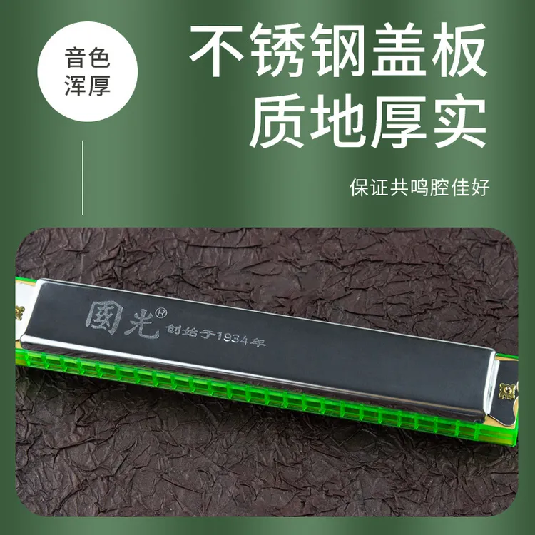孔24新包装C调口琴初学者国光上海复音重音国光
