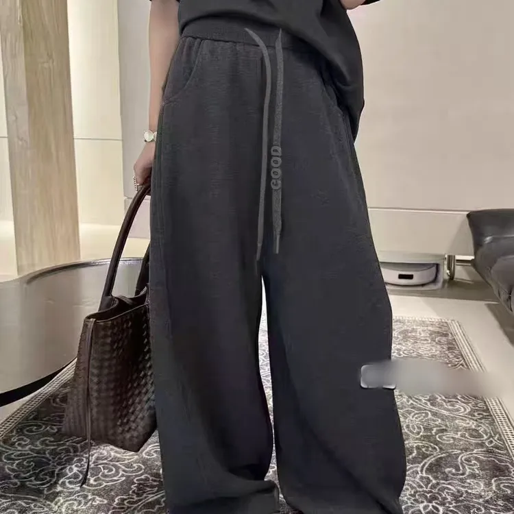 永丽家冬款韩版新款显瘦复合加绒弯刀阔腿裤子休闲百搭时尚加厚