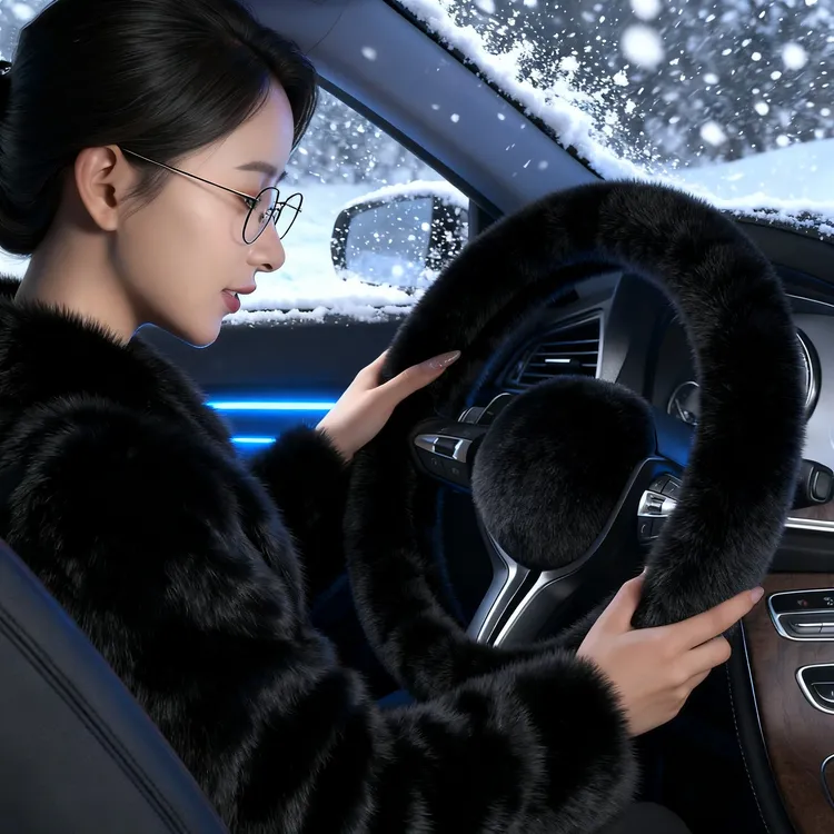 冬季方向盘套高档雪貂绒保暖防滑超博款通用水貂绒不掉毛汽车把套
