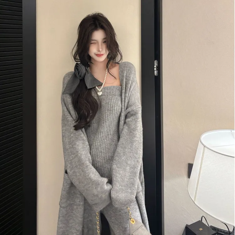 GUIDI GUDI【月之回廊】慵懒气质时尚百搭三件套套装/黄加蓝