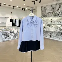 jillyi【天空梦境】+【秋季漫游】蓝色格子衬衫+黑色半裙时尚套装