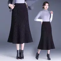 【YY725】小香风亮片鱼尾半身裙女秋冬高腰显瘦气质韩版a字包臀裙