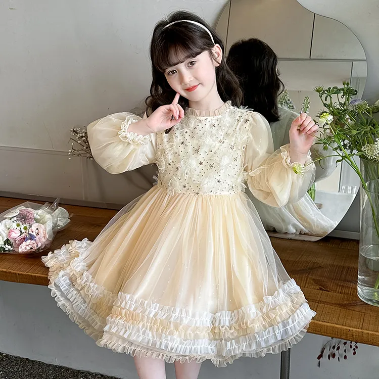 女童公主裙2025春装新款儿童春季洋气连衣裙高级感春秋款网纱裙子
