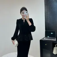 DB.大宝姐【岁月】秋季长袖丝绒后拉链圆领亮片拼接高级T恤80511DB