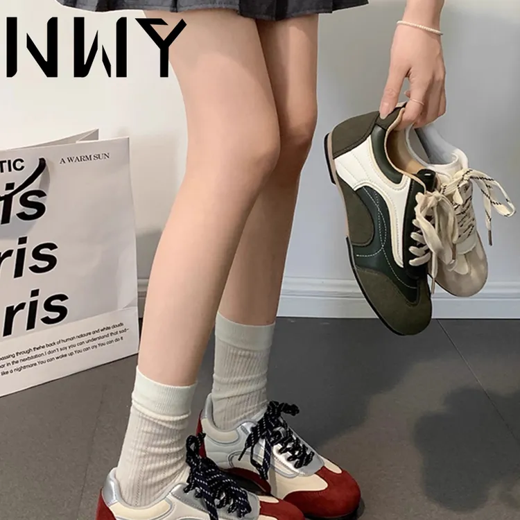 红色复古内增高平底阿甘德训鞋女夏2025新款百搭软底运动休闲板鞋