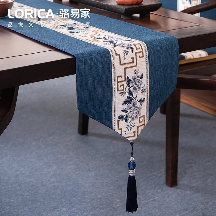 骆易家【国色芳华】茶几防水茶台垫布桌旗中式家居用品