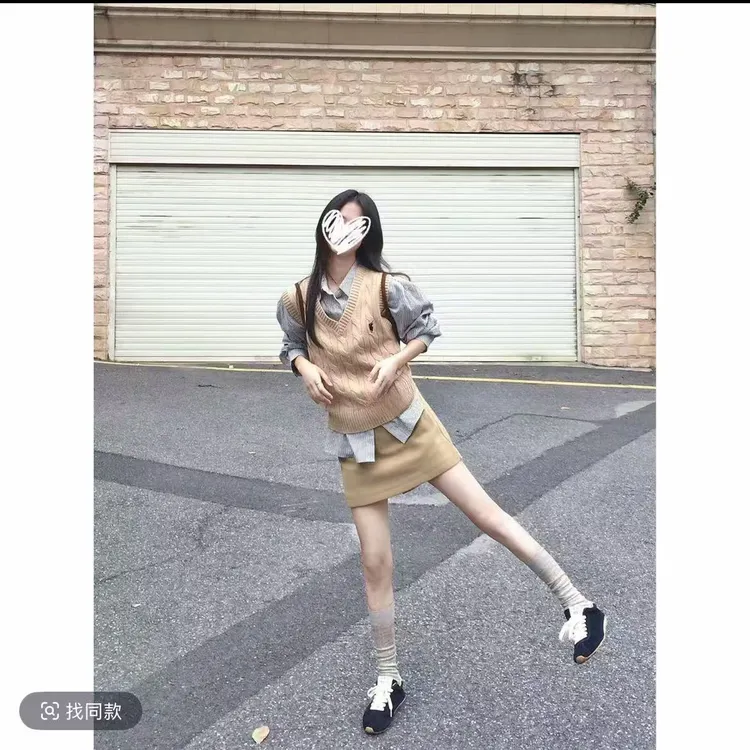 衬衫+马甲+半身裙三件套时尚套装休闲学院风慵懒风日式网红休闲风