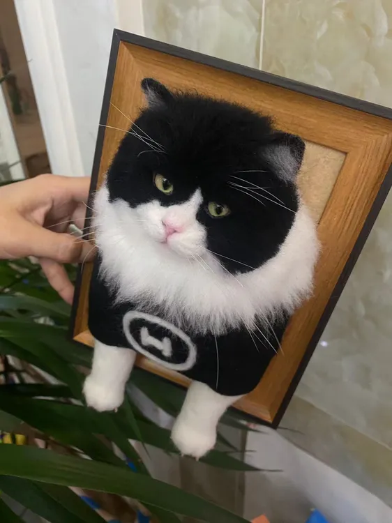 【羊毛毡相框定制】宠物手工定制仿真猫咪狗狗萌宠来图定制