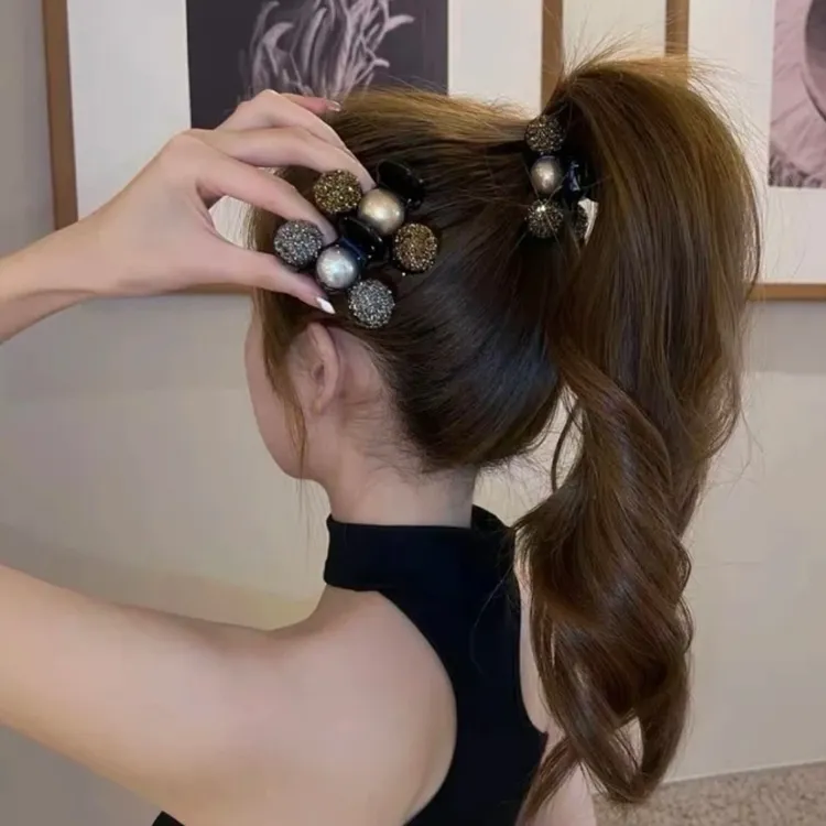 温柔披肩发抓夹轻奢精致珠珠闪锆气质夹子刘海小抓夹时尚百搭商品图