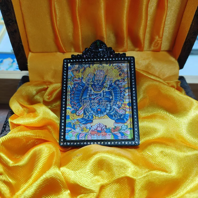 西藏热贡纯手绘双面唐卡大威德坛城双面唐卡