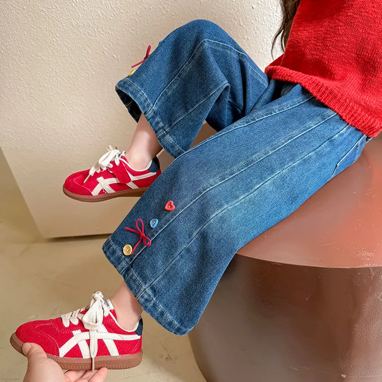 女童裤子春秋装2025新款儿童牛仔裤洋气时髦女宝直筒阔腿裤韩版潮