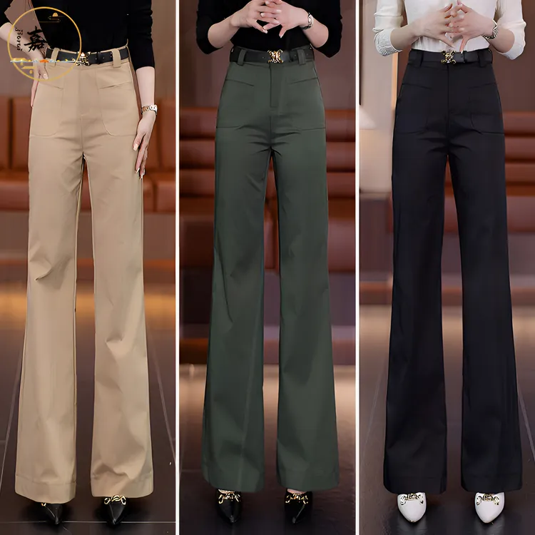 垂感直筒微喇叭裤女初秋季2025新款高腰显瘦春秋修身西装休闲裤子