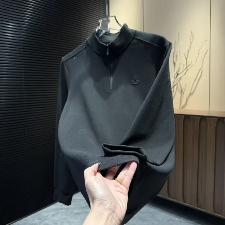 秋冬新款纯色时尚简约轻奢百搭气质男士双面绒保暖打底衫6358