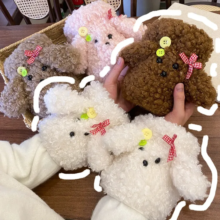 W儿童冬季袖套专用防脏可爱泰迪狗护袖孩子加绒加厚毛绒手袖