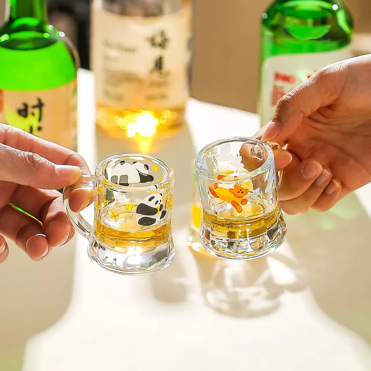 川岛屋可爱小酒杯家用高颜值玻璃白酒杯烧酒杯一口杯迷你清酒杯子