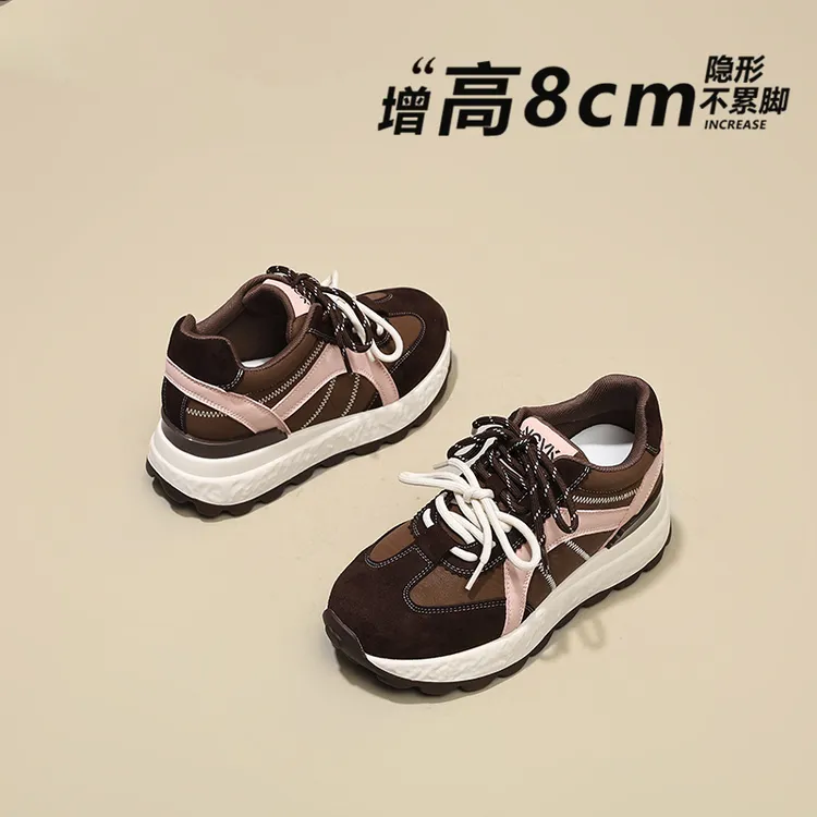 8cm内增高小个子女鞋34码阿甘鞋女款厚底德训鞋休闲运动鞋老爹鞋