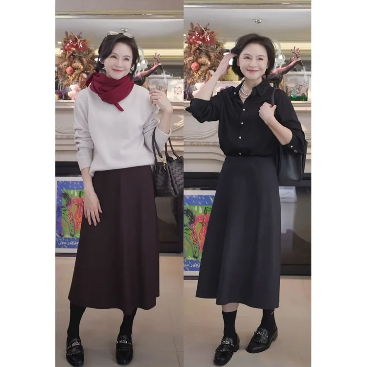我是摩羯 夜香港 绵羊毛时尚优雅弹力斜裁BC风秋冬半裙