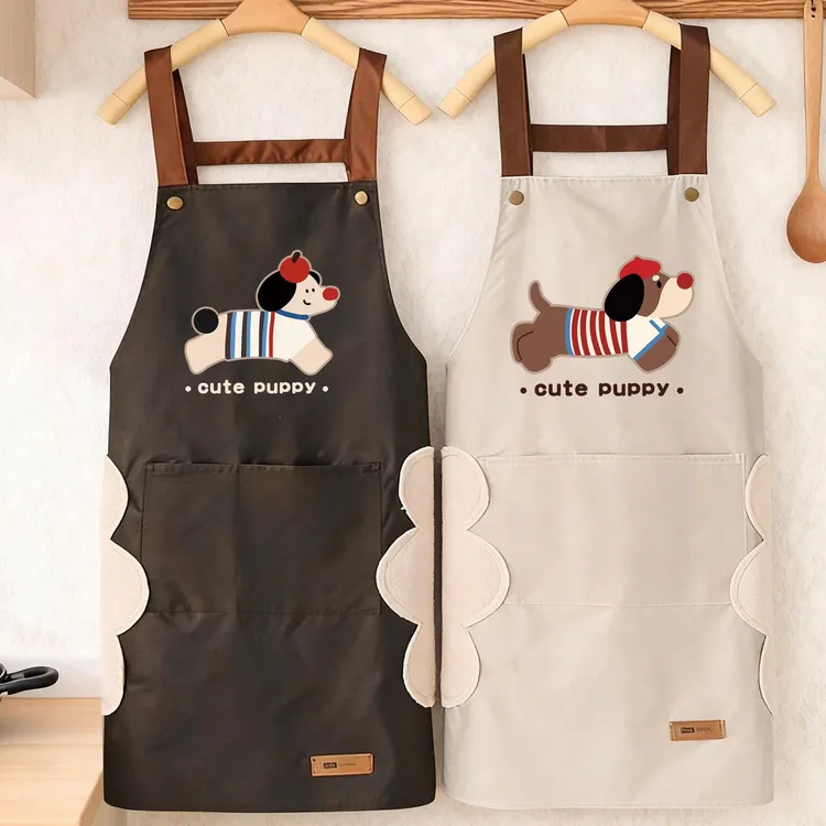 条纹小狗围裙家用爆款做饭简约厨房防水擦手防油衣服围腰工作服