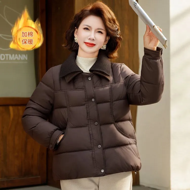 复古翻领冬季新款棉服保暖舒适简约时尚秋冬穿搭必备