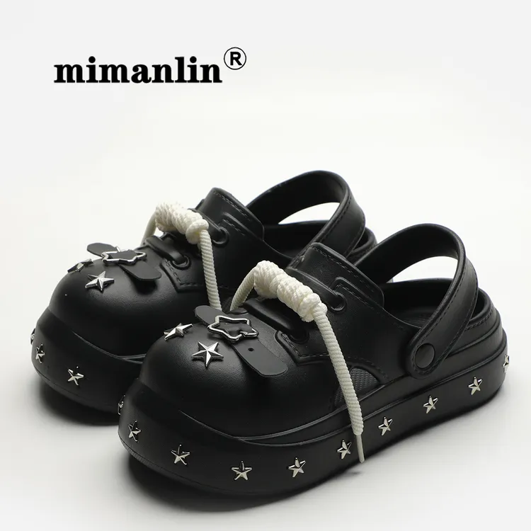 情侣女2025新款夏季防滑外穿踩屎感潮牌黑色厚底洞洞鞋女