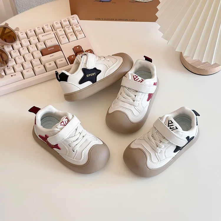 2025春季新款休闲风男女童减震防踢防滑软底魔术贴休闲鞋运动鞋