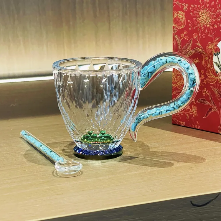 【礼盒装】70绿色咖啡杯咖啡杯子耐热高级感玻璃杯茶杯蓝色家用水杯