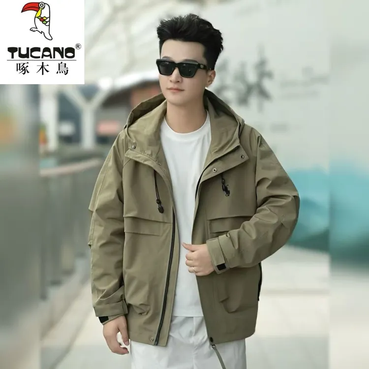 TUCANO/啄木鳥男士秋季户外防风耐磨拉链口袋连帽冲锋衣外套