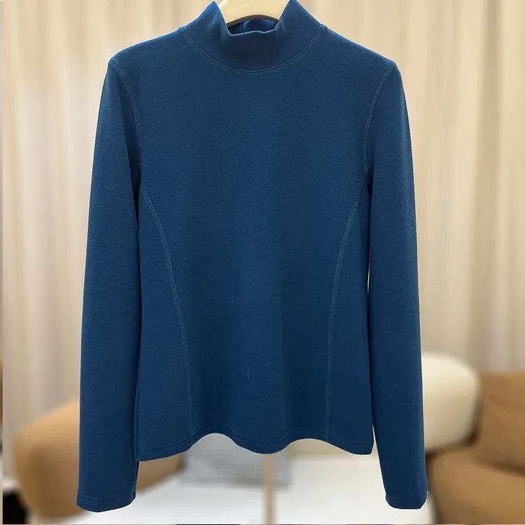 zaw大码女装立领长袖T恤显瘦内搭半高领打底衫胖mm上衣遮肉/25495