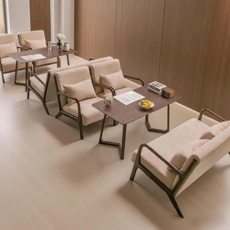 网红奶茶店卡座沙发椅接待洽谈甜品店铺清吧书吧咖啡厅桌椅组合