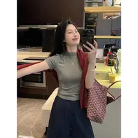 【小爽小个子】早秋新款休闲百搭极简纯色体恤上衣-YJ9990