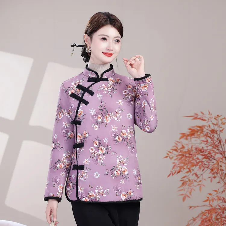 国风新中式女装棉袄秋冬2025新款复古保暖棉服上衣立领轻薄小棉衣