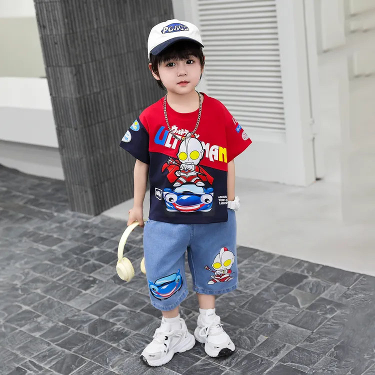 童装新款潮款奥特曼短袖套装儿童6-12岁衣服洋气夏装宝宝夏季套