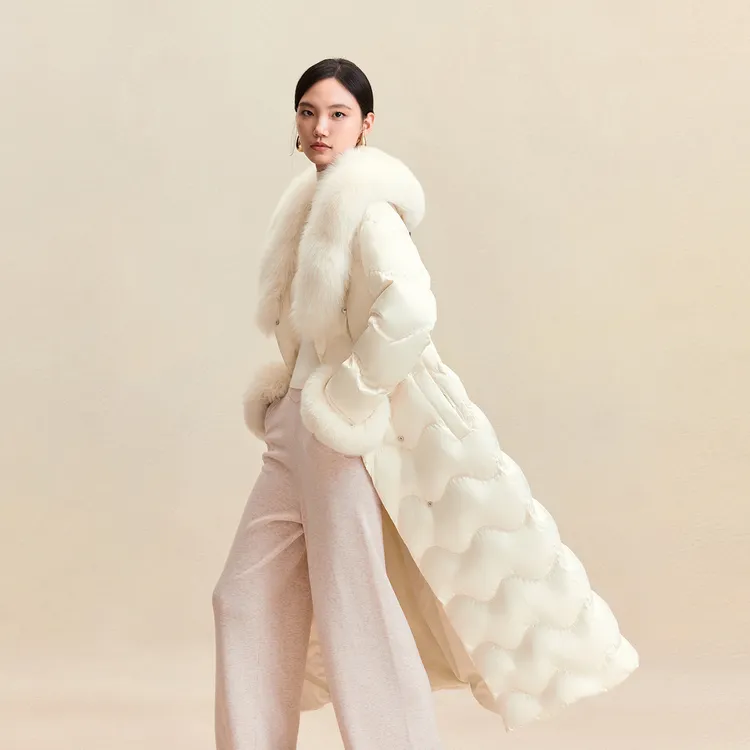 Vero Moda羽绒服【白皇后】冬季90白鸭绒狐狸毛长款羽绒服325412029