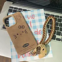 秋冬日韩kt猫立体蝴蝶结公仔挂绳适用苹果/华为小米翻毛皮手机壳