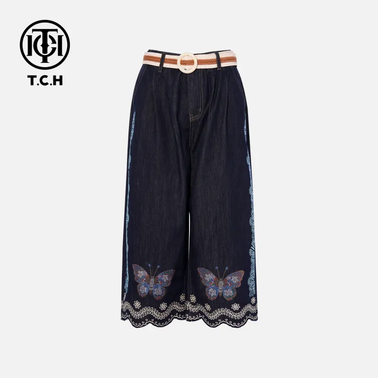 TCH私服烫钻工艺新时尚淑女百搭潮流牛仔裤女T75B20E5098轻奢tch