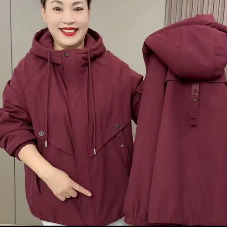 127梵#大码时尚连帽拉链女秋冬季休闲风常规百搭二棉外套上衣