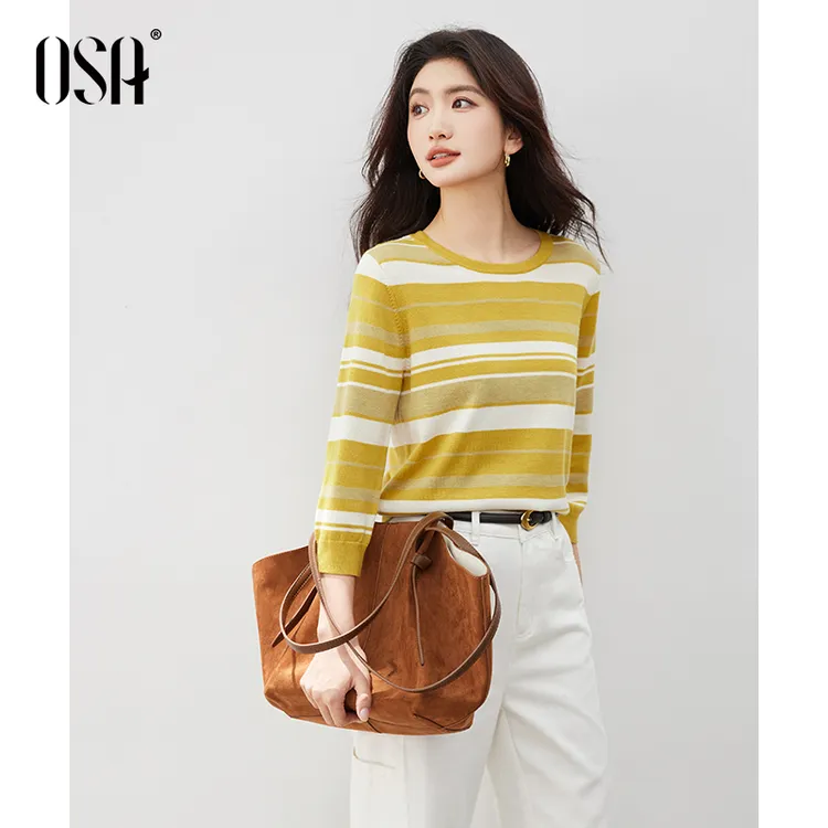 OSA/【秋日明媚条纹衫】减龄显白七分袖套头衫上衣S125C16016