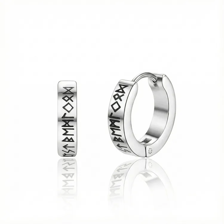 钛钢耳饰 BTSP S925银针无耳洞耳夹上古密语复古北欧神话符文耳钉