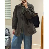 【运补5】斜纹棉外套女长袖秋季小西装外搭纯色百搭V领上衣夹克潮