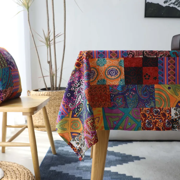 棉麻美式复古民族风民族桌布茶几布艺波西米亚风盖布现代圆餐桌布