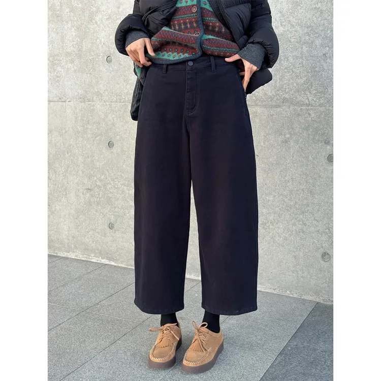 LANGQING 复古水洗通勤百搭加绒法棍裤47473/47765#