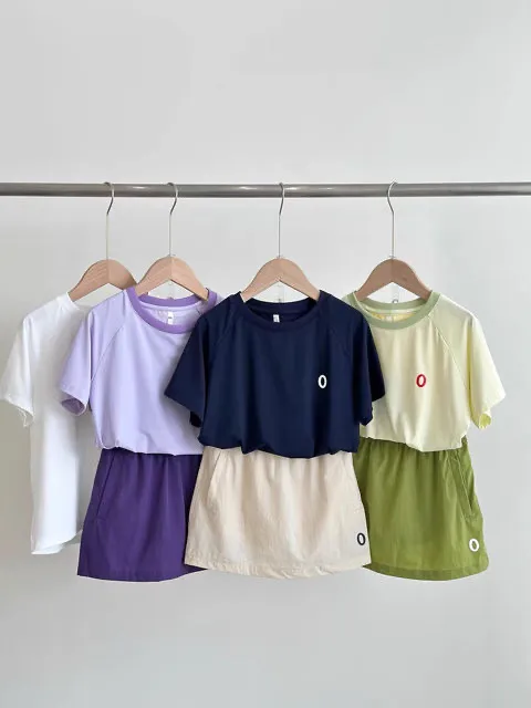 爆款冰感速干短袖+工装小短裙夏季女童清凉速干两件套